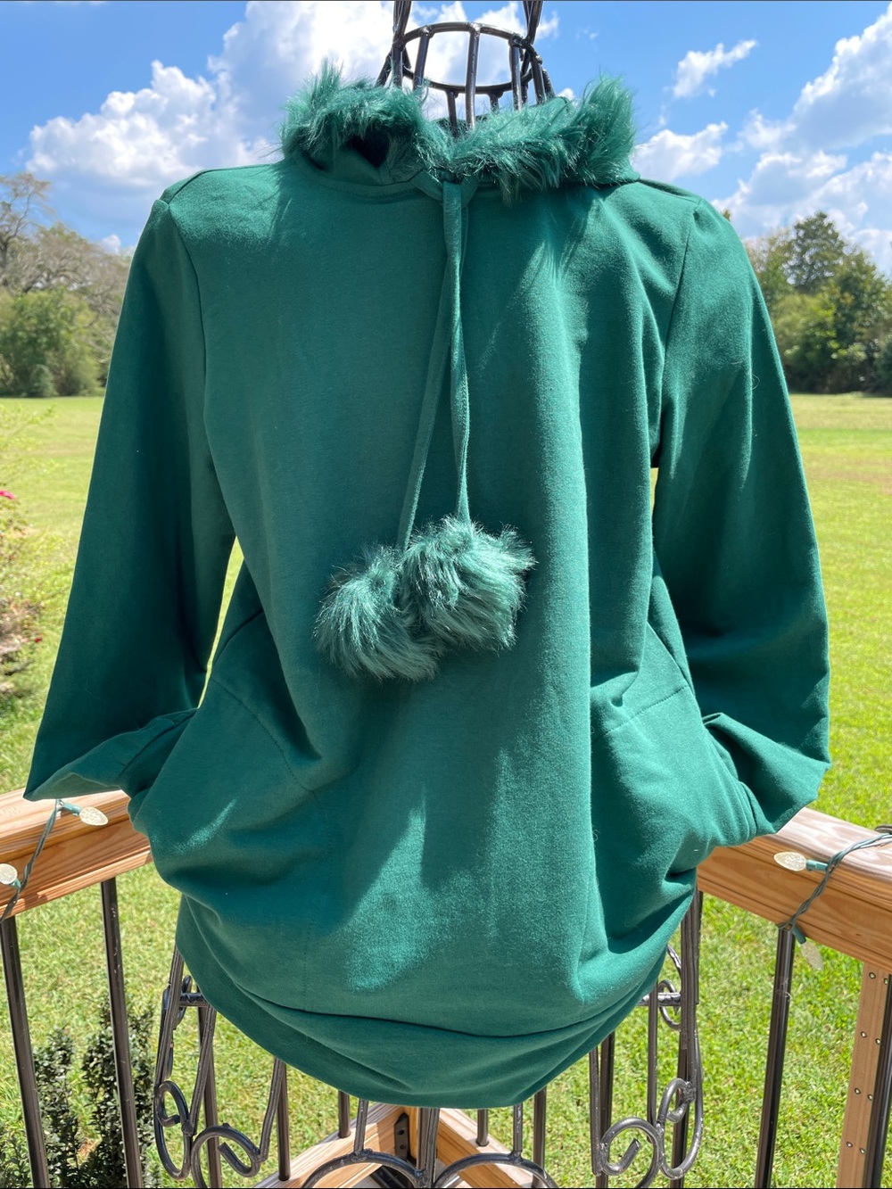 Belle by Kim Gravel Deep Green Faux-Fur Trim Cowl Pullover